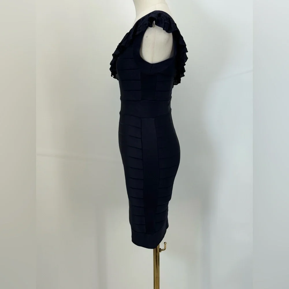 French Connection Navy Blue One-Shoulder Dress Size 2 - Picture 9 of 16